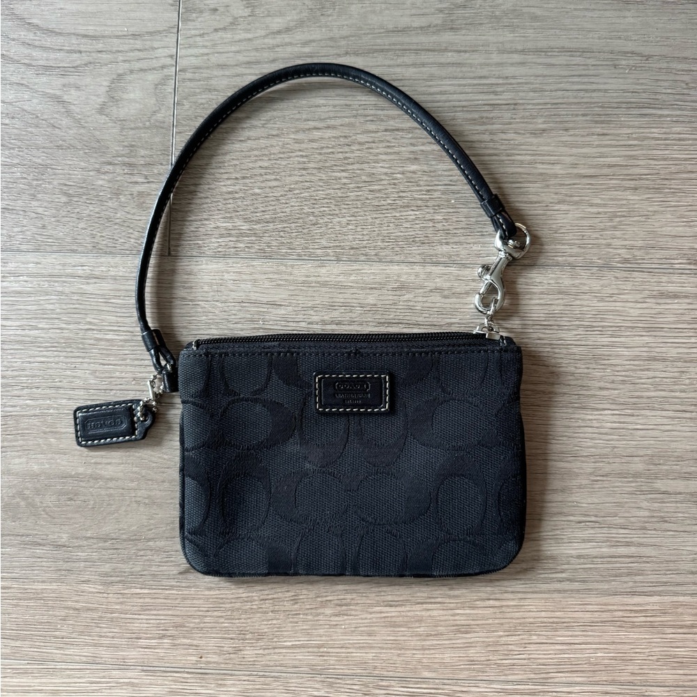 Coach Black Signature Canvas Wristlet Clutch